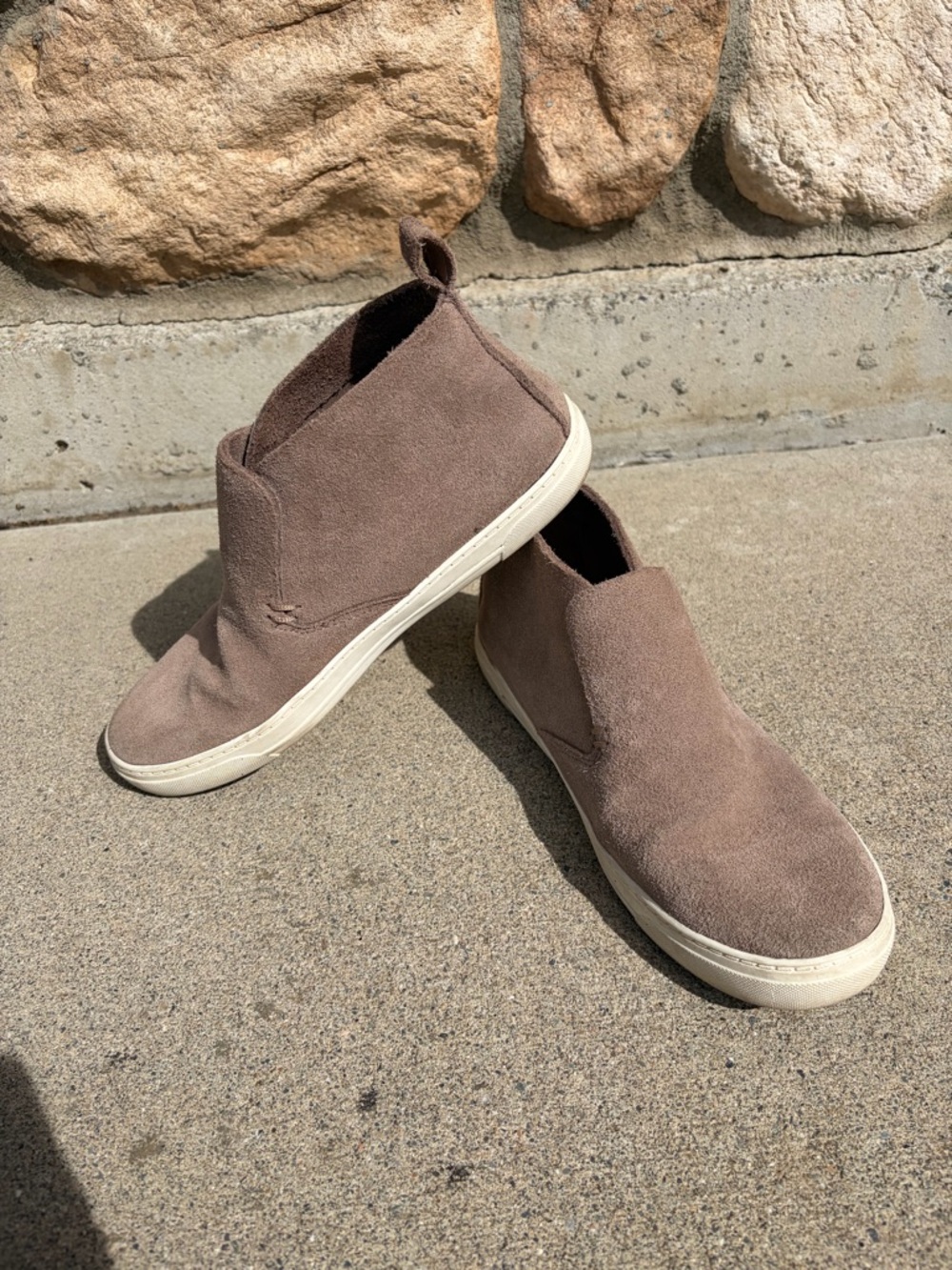 Dolce Vita Taupe Suede Slip-On Ankle Sneakers